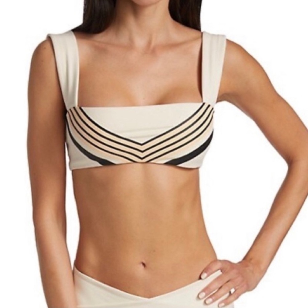 WeWoreWhat White Multi Bandana Stripes Bandeau Bra Top